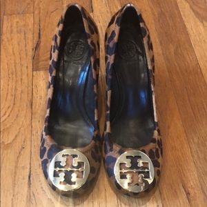 Tory Burch “Sally” Leopard Wedges